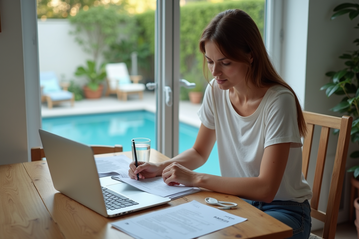 Femme regardant sa facture d
