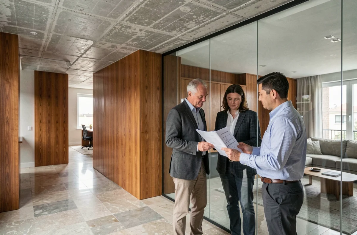Projet pluridisciplinaire de GCG Architectes à Paris combinant béton brut, bois de cerisier et cloison vitrée